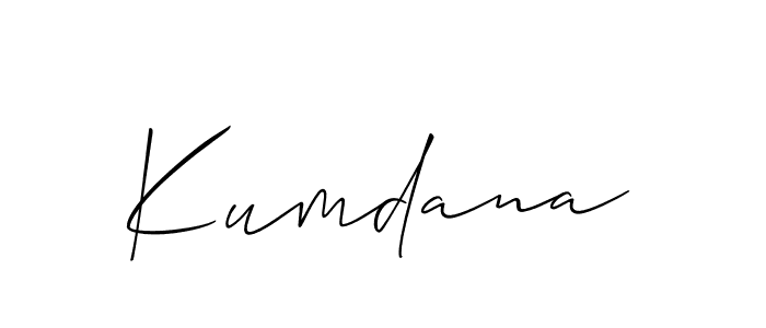 Design your own signature with our free online signature maker. With this signature software, you can create a handwritten (Allison_Script) signature for name Kumdana. Kumdana signature style 2 images and pictures png