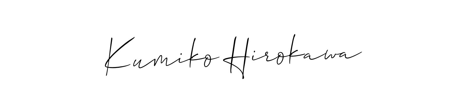 You should practise on your own different ways (Allison_Script) to write your name (Kumiko Hirokawa) in signature. don't let someone else do it for you. Kumiko Hirokawa signature style 2 images and pictures png