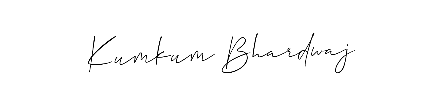 Allison_Script is a professional signature style that is perfect for those who want to add a touch of class to their signature. It is also a great choice for those who want to make their signature more unique. Get Kumkum Bhardwaj name to fancy signature for free. Kumkum Bhardwaj signature style 2 images and pictures png