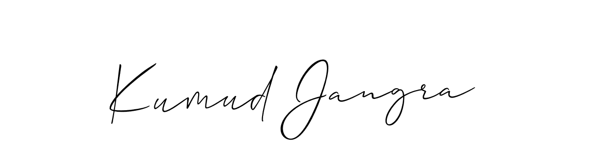 Allison_Script is a professional signature style that is perfect for those who want to add a touch of class to their signature. It is also a great choice for those who want to make their signature more unique. Get Kumud Jangra name to fancy signature for free. Kumud Jangra signature style 2 images and pictures png