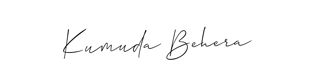 This is the best signature style for the Kumuda Behera name. Also you like these signature font (Allison_Script). Mix name signature. Kumuda Behera signature style 2 images and pictures png