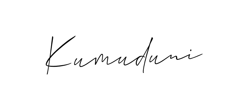 It looks lik you need a new signature style for name Kumuduni. Design unique handwritten (Allison_Script) signature with our free signature maker in just a few clicks. Kumuduni signature style 2 images and pictures png