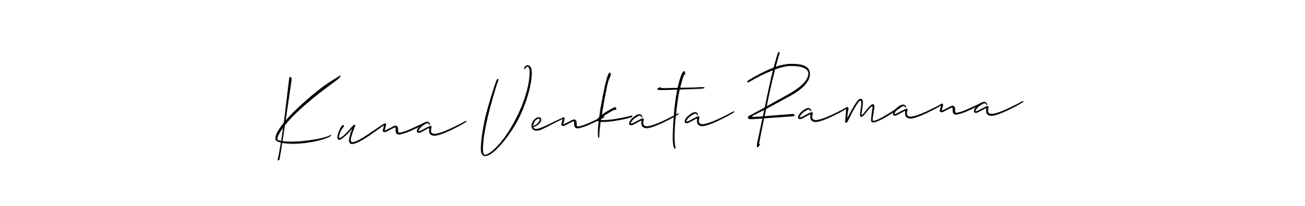 The best way (Allison_Script) to make a short signature is to pick only two or three words in your name. The name Kuna Venkata Ramana include a total of six letters. For converting this name. Kuna Venkata Ramana signature style 2 images and pictures png