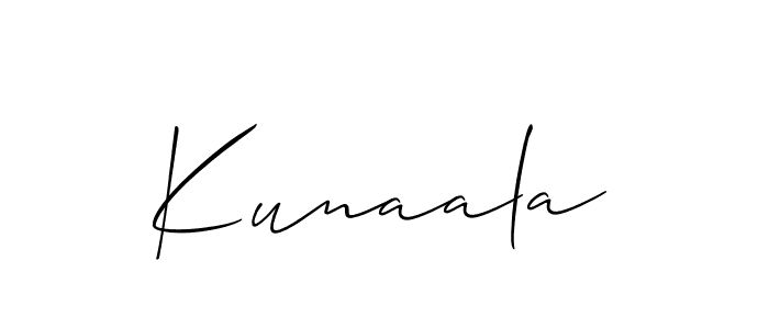 Use a signature maker to create a handwritten signature online. With this signature software, you can design (Allison_Script) your own signature for name Kunaala. Kunaala signature style 2 images and pictures png