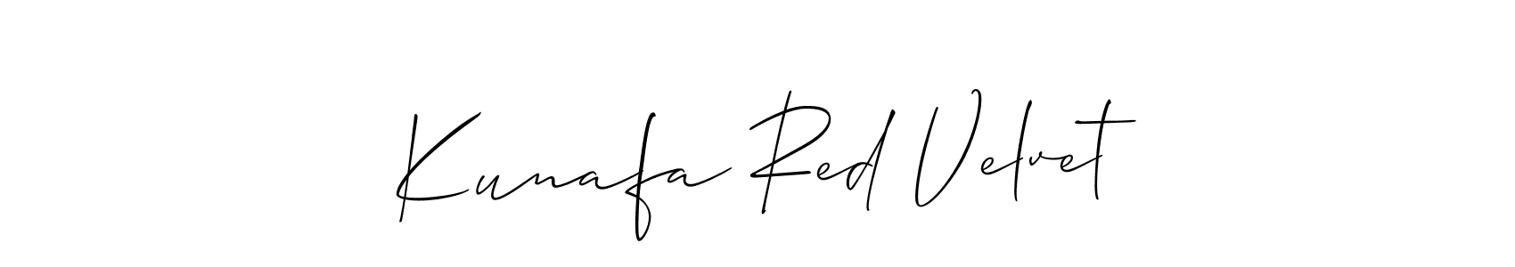 Also You can easily find your signature by using the search form. We will create Kunafa Red Velvet name handwritten signature images for you free of cost using Allison_Script sign style. Kunafa Red Velvet signature style 2 images and pictures png