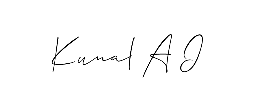 How to make Kunal A I name signature. Use Allison_Script style for creating short signs online. This is the latest handwritten sign. Kunal A I signature style 2 images and pictures png