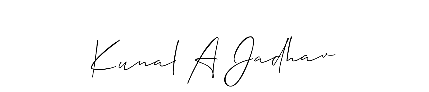 How to Draw Kunal A Jadhav signature style? Allison_Script is a latest design signature styles for name Kunal A Jadhav. Kunal A Jadhav signature style 2 images and pictures png