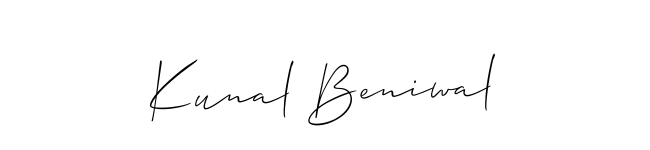 The best way (Allison_Script) to make a short signature is to pick only two or three words in your name. The name Kunal Beniwal include a total of six letters. For converting this name. Kunal Beniwal signature style 2 images and pictures png
