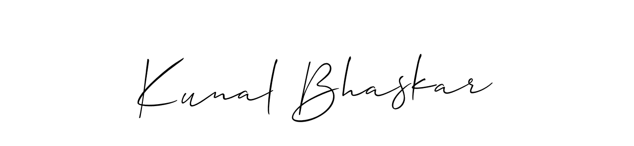 Make a beautiful signature design for name Kunal Bhaskar. With this signature (Allison_Script) style, you can create a handwritten signature for free. Kunal Bhaskar signature style 2 images and pictures png