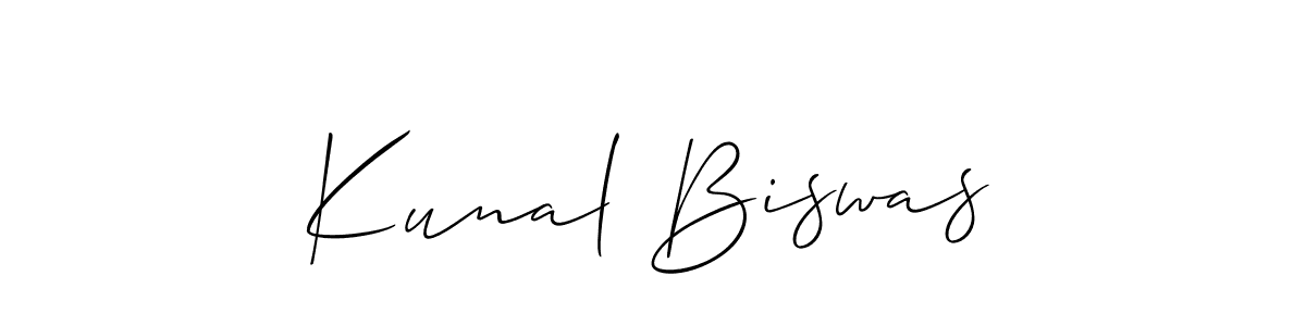 It looks lik you need a new signature style for name Kunal Biswas. Design unique handwritten (Allison_Script) signature with our free signature maker in just a few clicks. Kunal Biswas signature style 2 images and pictures png