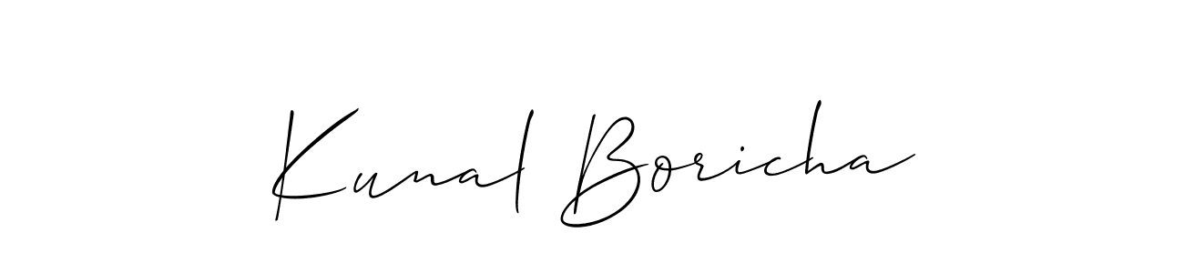 Make a beautiful signature design for name Kunal Boricha. With this signature (Allison_Script) style, you can create a handwritten signature for free. Kunal Boricha signature style 2 images and pictures png