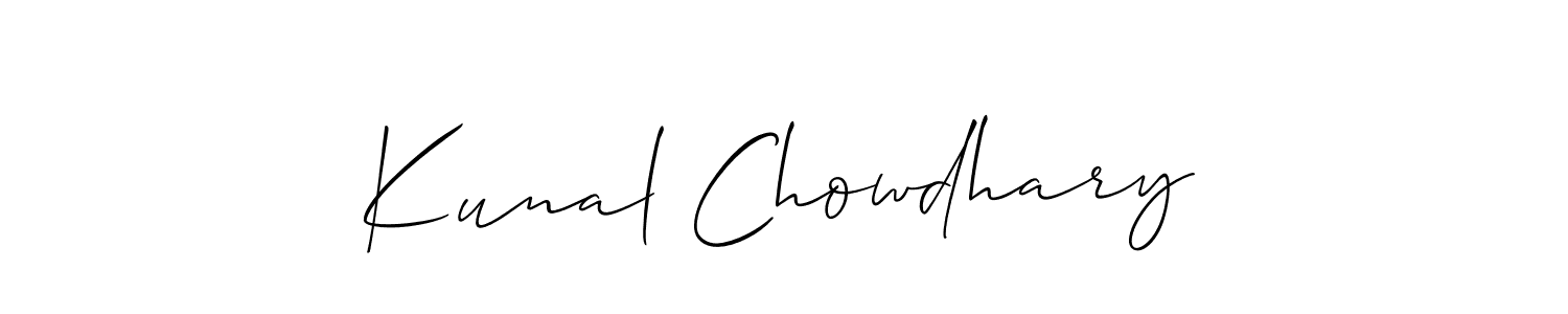 Allison_Script is a professional signature style that is perfect for those who want to add a touch of class to their signature. It is also a great choice for those who want to make their signature more unique. Get Kunal Chowdhary name to fancy signature for free. Kunal Chowdhary signature style 2 images and pictures png