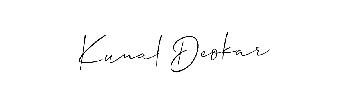 Create a beautiful signature design for name Kunal Deokar. With this signature (Allison_Script) fonts, you can make a handwritten signature for free. Kunal Deokar signature style 2 images and pictures png