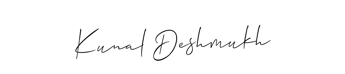 How to make Kunal Deshmukh signature? Allison_Script is a professional autograph style. Create handwritten signature for Kunal Deshmukh name. Kunal Deshmukh signature style 2 images and pictures png