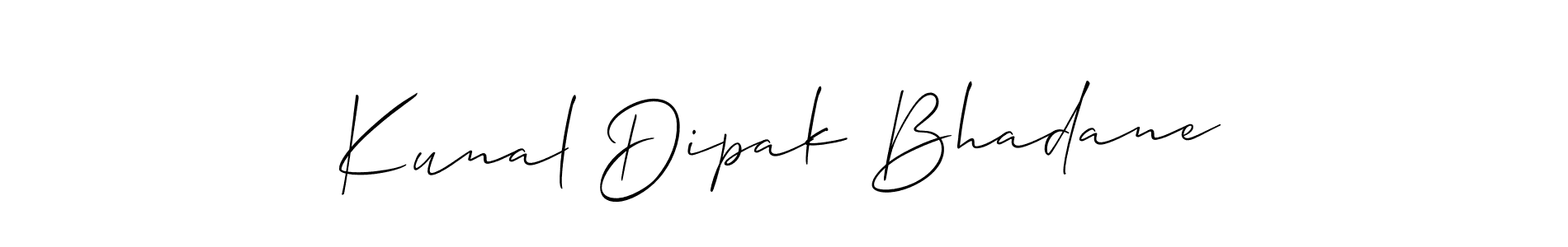 It looks lik you need a new signature style for name Kunal Dipak Bhadane. Design unique handwritten (Allison_Script) signature with our free signature maker in just a few clicks. Kunal Dipak Bhadane signature style 2 images and pictures png