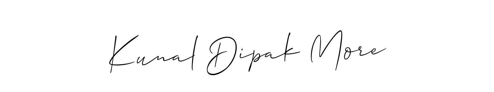 How to make Kunal Dipak More name signature. Use Allison_Script style for creating short signs online. This is the latest handwritten sign. Kunal Dipak More signature style 2 images and pictures png
