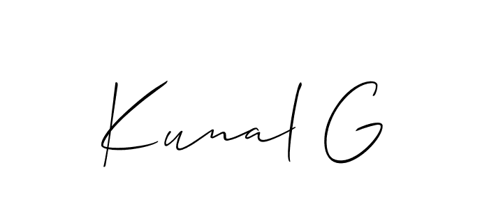 How to make Kunal G signature? Allison_Script is a professional autograph style. Create handwritten signature for Kunal G name. Kunal G signature style 2 images and pictures png