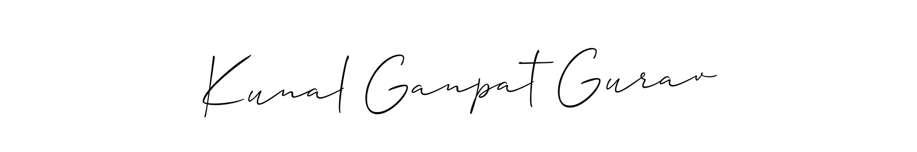 How to make Kunal Ganpat Gurav name signature. Use Allison_Script style for creating short signs online. This is the latest handwritten sign. Kunal Ganpat Gurav signature style 2 images and pictures png