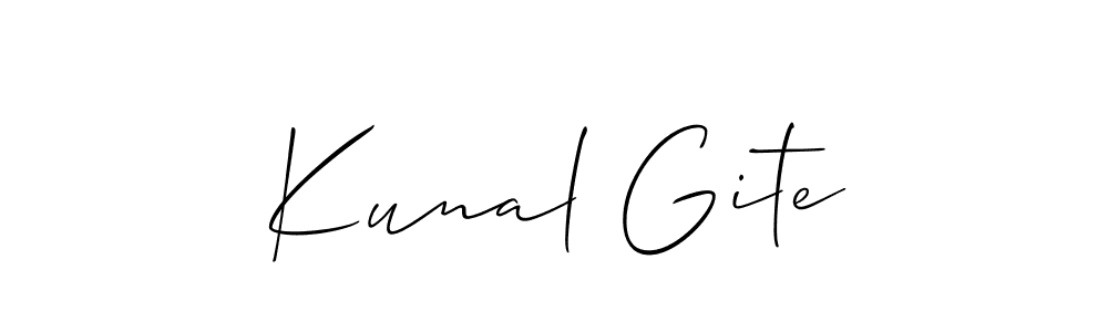 How to make Kunal Gite name signature. Use Allison_Script style for creating short signs online. This is the latest handwritten sign. Kunal Gite signature style 2 images and pictures png