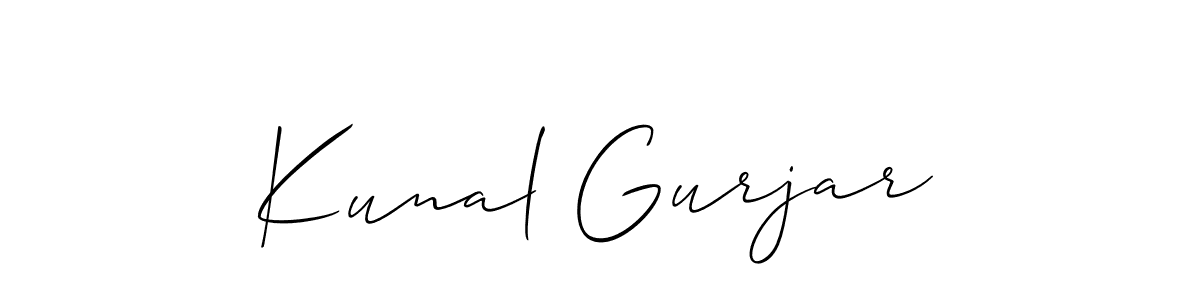 The best way (Allison_Script) to make a short signature is to pick only two or three words in your name. The name Kunal Gurjar include a total of six letters. For converting this name. Kunal Gurjar signature style 2 images and pictures png