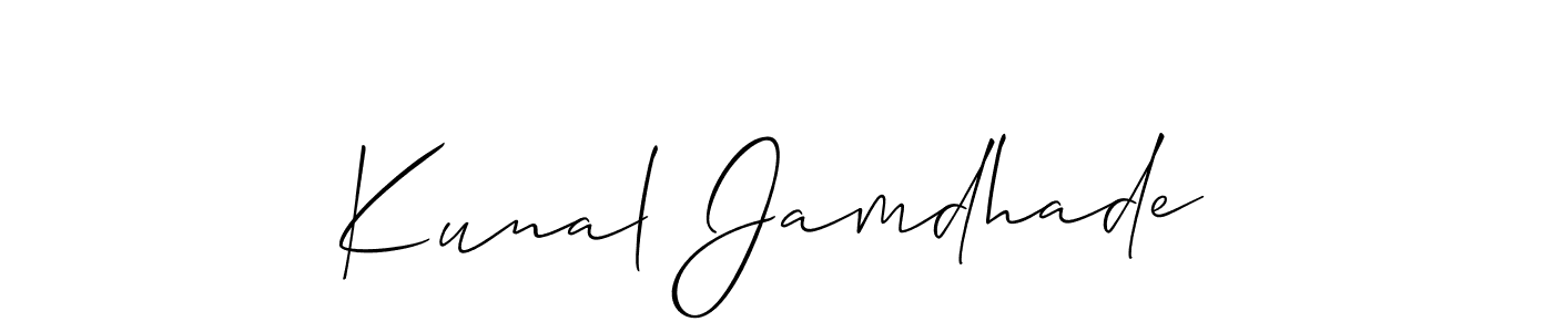 You should practise on your own different ways (Allison_Script) to write your name (Kunal Jamdhade) in signature. don't let someone else do it for you. Kunal Jamdhade signature style 2 images and pictures png