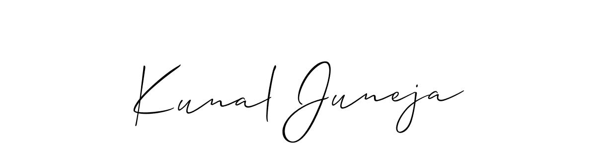 How to make Kunal Juneja name signature. Use Allison_Script style for creating short signs online. This is the latest handwritten sign. Kunal Juneja signature style 2 images and pictures png
