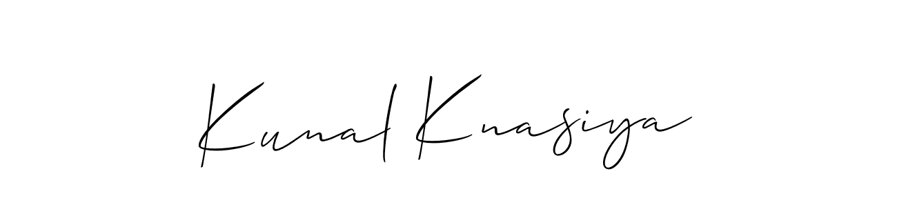 Create a beautiful signature design for name Kunal Knasiya. With this signature (Allison_Script) fonts, you can make a handwritten signature for free. Kunal Knasiya signature style 2 images and pictures png