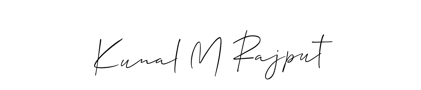 Design your own signature with our free online signature maker. With this signature software, you can create a handwritten (Allison_Script) signature for name Kunal M Rajput. Kunal M Rajput signature style 2 images and pictures png