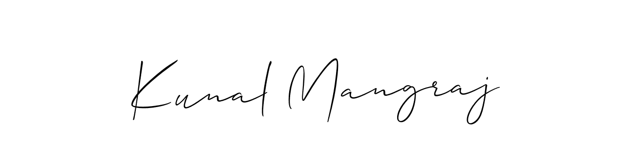 Also we have Kunal Mangraj name is the best signature style. Create professional handwritten signature collection using Allison_Script autograph style. Kunal Mangraj signature style 2 images and pictures png