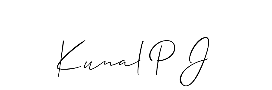 Allison_Script is a professional signature style that is perfect for those who want to add a touch of class to their signature. It is also a great choice for those who want to make their signature more unique. Get Kunal P J name to fancy signature for free. Kunal P J signature style 2 images and pictures png