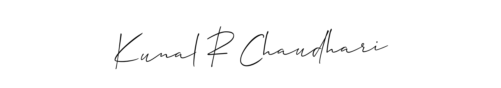 It looks lik you need a new signature style for name Kunal R Chaudhari. Design unique handwritten (Allison_Script) signature with our free signature maker in just a few clicks. Kunal R Chaudhari signature style 2 images and pictures png