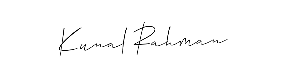 Also You can easily find your signature by using the search form. We will create Kunal Rahman name handwritten signature images for you free of cost using Allison_Script sign style. Kunal Rahman signature style 2 images and pictures png