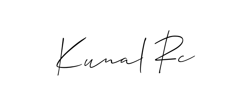 You should practise on your own different ways (Allison_Script) to write your name (Kunal Rc) in signature. don't let someone else do it for you. Kunal Rc signature style 2 images and pictures png