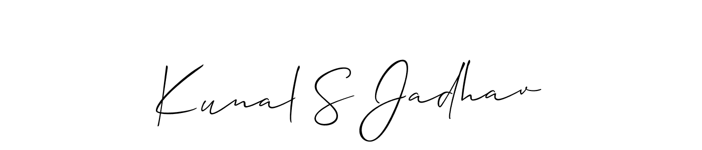 This is the best signature style for the Kunal S Jadhav name. Also you like these signature font (Allison_Script). Mix name signature. Kunal S Jadhav signature style 2 images and pictures png