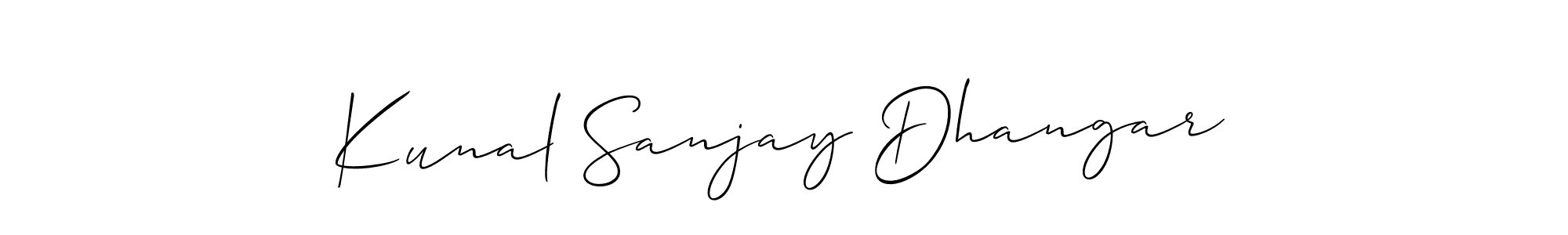 You can use this online signature creator to create a handwritten signature for the name Kunal Sanjay Dhangar. This is the best online autograph maker. Kunal Sanjay Dhangar signature style 2 images and pictures png