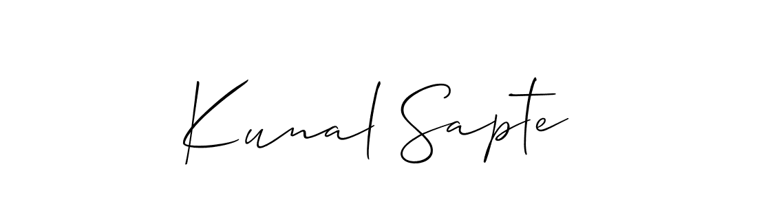 It looks lik you need a new signature style for name Kunal Sapte. Design unique handwritten (Allison_Script) signature with our free signature maker in just a few clicks. Kunal Sapte signature style 2 images and pictures png