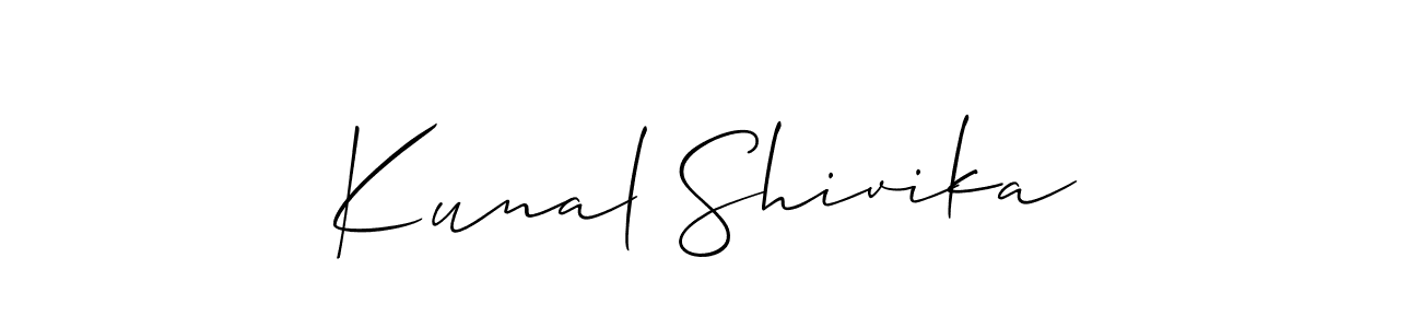 Similarly Allison_Script is the best handwritten signature design. Signature creator online .You can use it as an online autograph creator for name Kunal Shivika. Kunal Shivika signature style 2 images and pictures png