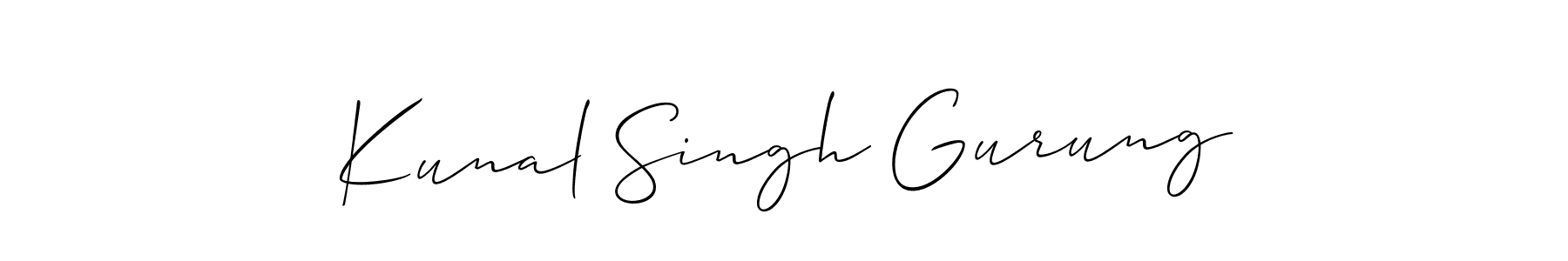 if you are searching for the best signature style for your name Kunal Singh Gurung. so please give up your signature search. here we have designed multiple signature styles  using Allison_Script. Kunal Singh Gurung signature style 2 images and pictures png