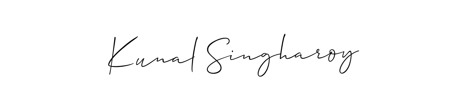 How to Draw Kunal Singharoy signature style? Allison_Script is a latest design signature styles for name Kunal Singharoy. Kunal Singharoy signature style 2 images and pictures png