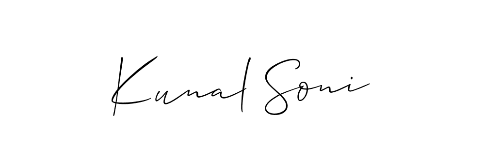 Create a beautiful signature design for name Kunal Soni. With this signature (Allison_Script) fonts, you can make a handwritten signature for free. Kunal Soni signature style 2 images and pictures png