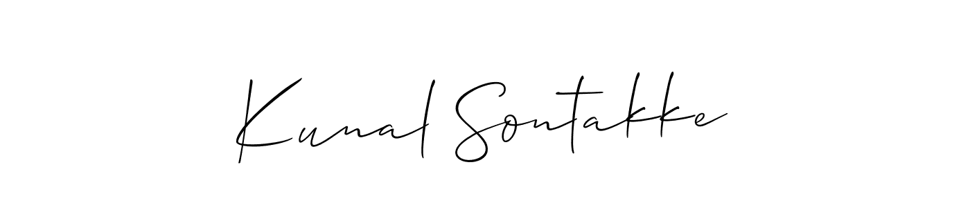 Allison_Script is a professional signature style that is perfect for those who want to add a touch of class to their signature. It is also a great choice for those who want to make their signature more unique. Get Kunal Sontakke name to fancy signature for free. Kunal Sontakke signature style 2 images and pictures png