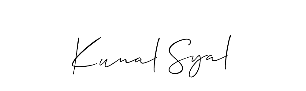 Use a signature maker to create a handwritten signature online. With this signature software, you can design (Allison_Script) your own signature for name Kunal Syal. Kunal Syal signature style 2 images and pictures png