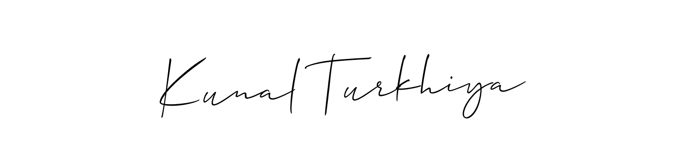 Make a short Kunal Turkhiya signature style. Manage your documents anywhere anytime using Allison_Script. Create and add eSignatures, submit forms, share and send files easily. Kunal Turkhiya signature style 2 images and pictures png
