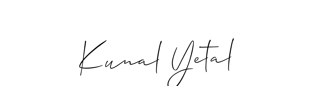Make a beautiful signature design for name Kunal Yetal. With this signature (Allison_Script) style, you can create a handwritten signature for free. Kunal Yetal signature style 2 images and pictures png