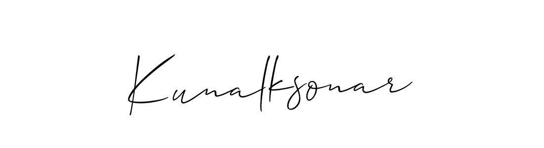 It looks lik you need a new signature style for name Kunalksonar. Design unique handwritten (Allison_Script) signature with our free signature maker in just a few clicks. Kunalksonar signature style 2 images and pictures png