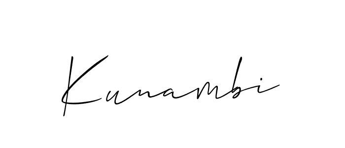 Make a beautiful signature design for name Kunambi. With this signature (Allison_Script) style, you can create a handwritten signature for free. Kunambi signature style 2 images and pictures png
