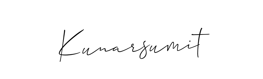 if you are searching for the best signature style for your name Kunarsumit. so please give up your signature search. here we have designed multiple signature styles  using Allison_Script. Kunarsumit signature style 2 images and pictures png