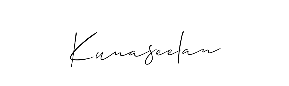 Allison_Script is a professional signature style that is perfect for those who want to add a touch of class to their signature. It is also a great choice for those who want to make their signature more unique. Get Kunaseelan name to fancy signature for free. Kunaseelan signature style 2 images and pictures png