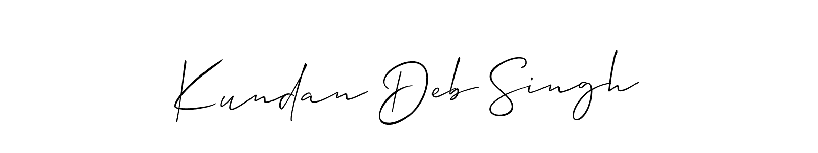 The best way (Allison_Script) to make a short signature is to pick only two or three words in your name. The name Kundan Deb Singh include a total of six letters. For converting this name. Kundan Deb Singh signature style 2 images and pictures png