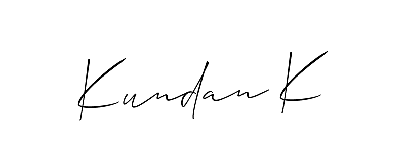 Use a signature maker to create a handwritten signature online. With this signature software, you can design (Allison_Script) your own signature for name Kundan K. Kundan K signature style 2 images and pictures png